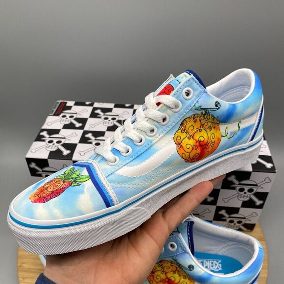 Vans Shoes Mens 6 Womens 7.5 Blue One Piece Devil Fruit Old Skool Skate Sneaker